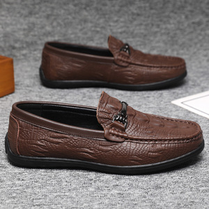 <span class=keywords><strong>Mocasines</strong></span> de Cuero Suave con Patrón de Cocodrilo para Hombre, Zapatos Casuales con Hebilla Metálica para Negocios y Desplazamientos - Product Image 2