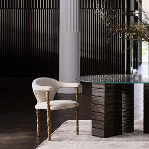 كرسي طعام خفيف وفاخر مصمم للفيلات والقُصور كرسي طعام نحاسي نقي مع مسند ظهر وتصميم فرع كرسي فردي - Product Image 5