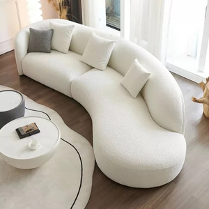 Canapé sectionnel moderne blanc incurvé en tissu, <span class=keywords><strong>2</strong></span> places, rembourré, pour bureau et appartement, vente en gros - Product Image 4
