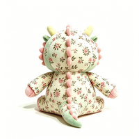 Peluche de dragon à imprimé floral personnalisé, dragon bébé fleuri style cottagecore, dragon fantaisie floral pastel