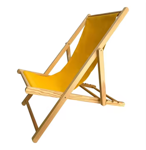 Vente en gros de chaise de plage pliante personnalisée en bois massif de bambou et pin chaise longue en bois eclining Ryekkow portable pour l'extérieur en tissu blanc - Product Image 3