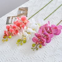 Bunga Phalaenopsis Buatan 8 Tangkai, Tekstur Lembut dan Melembapkan, Gaya Eropa, PVC, Satu Ranting, untuk Dekorasi Rumah dan Ruang Tamu