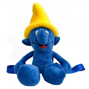 Mochila de pelúcia dos desenhos animados, para crianças, smurfs