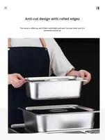 Hei Lv Amerikanischer Stil FSP-1/4 Polierter Edelstahl Quadratischer Buffet-Teller Hot Pot Gefriertruhe Essenslieferungsbehälter Buffet-Restaurant