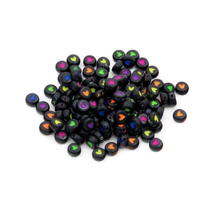 Perline Artigianali a Forma di Cuore ILAN 4x7mm Multicolore con Base Nera per Creazione di Gioielli Fai-da-Te - Product Image 1