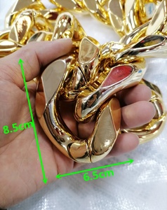 <span class=keywords><strong>Collana</strong></span> a Catena Cubana Oversize Esagerata, Placcata in Acrilico, con Grandi Anelli, Gioielli da Uomo, Stile Rock Punk Pop Maschile Dorato - Product Image 4