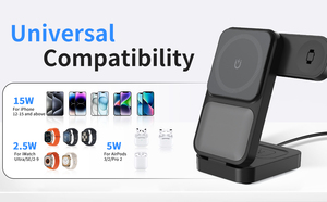 QC3.0 3-in-1 Magnetic Charger Multi-Function Foldable Wireless Charging Station for iPhone Smart Watch <strong>Headset</strong> 9V/2A Input - Product Image 2
