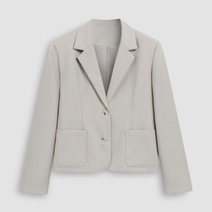 Personnalisé de haute qualité dames décontracté simple poitrine Copped costume Y2K solide bouton poche épaule tombante surdimensionné femmes Blazer - Product Image 4