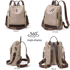 <b>Lady</b> Luxury Office <b>Backpack</b> Casual Travel Pvc <b>Backpack</b> Women Retro Classic Printing Shoulder <b>Backpack</b> - Product Image 4
