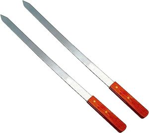 Thép Không Gỉ Tái Sử Dụng BBQ Xiên Rộng Thổ Nhĩ Kỳ Kebab Xiên Phẳng Kim Loại Nướng Xiên Với Tay Cầm Bằng Gỗ Cho Nướng - Product Image 3