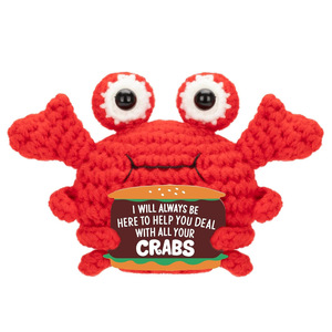 Poupée en fil de coton crochetée à la main, motif crabe de dessin animé doré, série de cartes, énergie positive, anti-stress, motivante - Product Image 5