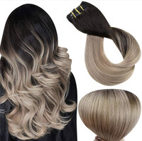 Produit très vendu en Amérique du Nord : Extensions de cheveux humains de qualité salon, avec clips, toutes les couleurs disponibles et 55 % de cheveux les plus longs