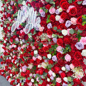 Promesa Boda Eventos Centro de mesa Flor roja Panel de pared Telón de fondo Flor artificial Decoración de pared - Product Image 2