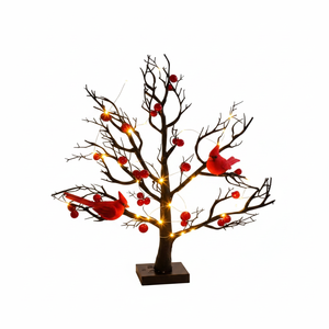Albero Luminoso Vintage da 21 Pollici con Cardinali, Alberi Scintillanti a Batteria, Lampada con Rami Illuminati per Feste - Product Image 2