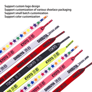 Custom Printed Colorful Flat Polyester Shoelaces Custom Personality Brand Logo Shoelace <strong>Shoe</strong> <strong>Laces</strong> - Product Image 2