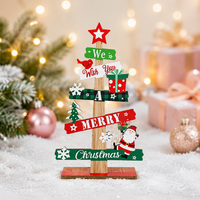 Maßgefertigtes Mehrschichtiges Weihnachtsbaum-Tischschild aus Holz, Lasergraviertes Desktop-Weihnachtsbaum-Ornament Feiertagsdekoration Großhandel Handwerk