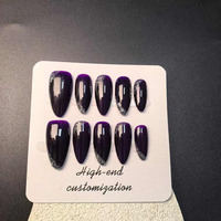 Haut de gamme de luxe purement fait à la main presse sur les ongles fournitures pour ongles amande dur et réutilisable personnalisation en gros