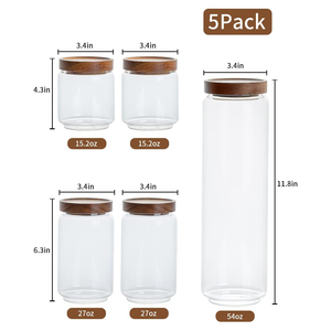 Square 500ML Eco-Friendly Glass <b>Jar</b> Bamboo Lid High Quality Modern Wood Safe <b>Spice</b> Freshness Preservation Kitchen Customizable - Product Image 2