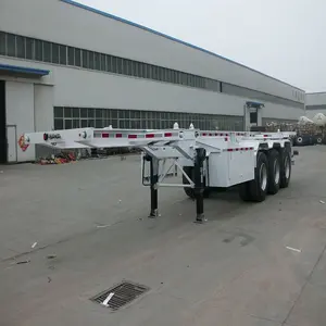 Reboque semi-reboque para caminhão contêiner, chassi de transporte de contêineres terminal esqueleto, reboques de contêineres de 40 pés