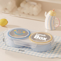 Boîte à lunch isotherme en acier inoxydable à 2 compartiments pour enfants, étanche, style bento, pour étudiants