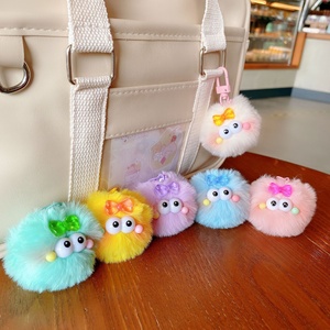 Porte-clés Kawaii <span class=keywords><strong>en</strong></span> fausse <span class=keywords><strong>fourrure</strong></span> avec <span class=keywords><strong>pompon</strong></span>, monstre aux grands yeux, jouet <span class=keywords><strong>en</strong></span> peluche doux, breloque de sac, pendentif boule <span class=keywords><strong>en</strong></span> peluche colorée et moelleuse, cadeau pour fille, 1 pièce - Product Image 1