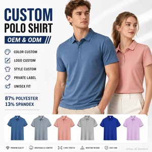 Camiseta Deportiva de Manga Corta, Tejido Liso, con Logotipo Personalizado, para Hombre y Mujer, 13% Spandex, Elástica, Transpirable, Absorbe la Humedad, para Golf - Product Image 1
