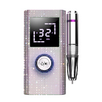 Ponceuse à Ongles Électrique Professionnelle Réglable 45 Niveaux, Rechargeable USB, Corps Diamanté, 6 Têtes, Portable pour Polissage/Gravure