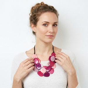 Pink <b>Resin</b> <b>Craft</b> Statement Necklace Irregular Shape Fashion Jewelry Handmade Accessory - Product Image 1
