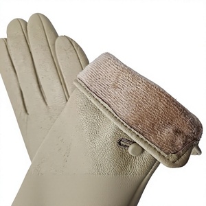 Guantes de Cuero Beige para Mujer, Diseño Sencillo hasta la Muñeca, Sin Forro, Térmicos, para Uso Diario Informal y Viajes - Product Image 2