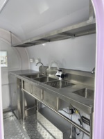 Mini-remorque alimentaire ronde noire et violette, chariot mobile rose pour la vente de hamburgers, mini-fourgonnette