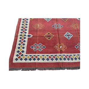 5x8 Wool Jute Kilim <b>Runner</b> Rug Customizable Color Handmade Geometric Pattern <b>Washable</b> Reversible Thick Home Decor - Product Image 1