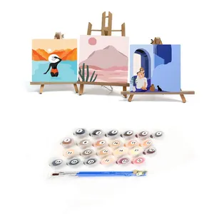 20x20cm Paint by Number DIY Painting by Numbers Cartoon Framed Handpainted Kids and Adults Painting Artwork Gift with Frame Kits