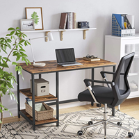 Bureau d'ordinateur industriel vintage ADXIN avec structure métallique et plateau en bois rustique, idéal pour la maison, le bureau, le studio ou un coin de travail.