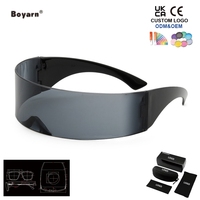 Lunettes de soleil unisexes Boyarn Shield noires, futuristes, coupe-vent, visière, pour hommes et femmes, protection UV400, lunettes de soleil tendance