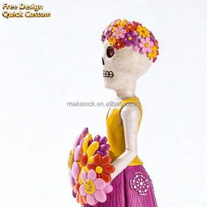 Decoración para Fiesta de Halloween, Figura de Resina de Esqueleto Floral del Día de Muertos, Adorno Espeluznante para Casa Embrujada, Bar, Escritorio - Product Image 3