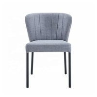 Chaise rembourrée en velours de luxe confortable et peu encombrante avec pieds et dossier en métal pour atelier, chambre, salle à manger, salon