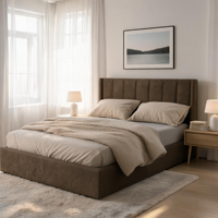 Cama Otomana Moderna Tapizada con Cabecero de Ala y Plataforma de Almacenamiento, Tamaños Queen, King, Full, Twin, con Compartimento de Almacenamiento Oculto y Elevable
