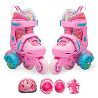 Patins à roulettes réglables, patins à roulettes lumineux, chaussures de patinage à roulettes amovibles avec équipement de protection pour débutants