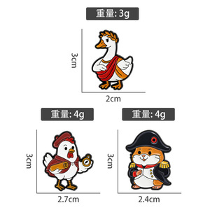 Broche en émail Kawaii sur le thème des animaux historiques : César, Empereur romain, Oie, Napoléon, <span class=keywords><strong>Hamster</strong></span> et Poulet explorateur, pour les passionnés d'histoire - Product Image 6
