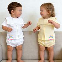 Vêtements pour bébé unisexes monogrammés, 100% coton, barboteuse à col bavoir, combinaison pour bébé garçon et fille, pyjama pour nouveau-né