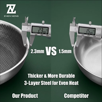 Wajan Penggorengan Modern Zhenneng Tri-Clad Stainless Steel Profesional 2.3mm 93-Lapisan Keramik Anti Lengket Tahan Aus untuk Memasak di Rumah