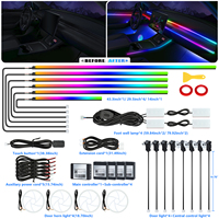 Éclairage intérieur de voiture, bande lumineuse LED pour voiture, 22-en-1, lumières ambiante, 12V, contrôle sans fil par application, nouveau