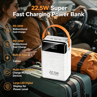 Batterie externe portable 22,5 W à charge rapide avec câbles doubles intégrés, sorties multi-ports, 3 ports d'entrée (Type-C L Micro)