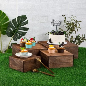 Wooden Dessert Stand Cake Rack Solid Wood Rectangle <b>Desktop</b> <b>Shelf</b> For Party Snacks Buffets Tea Breaks Indoor Use - Product Image 3