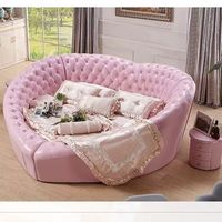 Cadre de lit rond moderne et romantique, mobilier de chambre à coucher d'hôtel, 200 cm, 220 cm, revêtement en velours, lit rond avec moteurs électriques