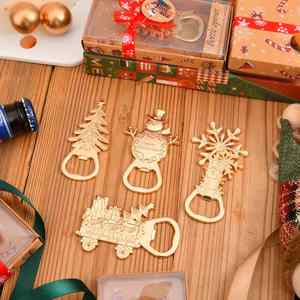 Cadeau en or pour Noël, ouvre-bouteille en alliage de zinc avec motif bonhomme de neige et arbre, pour utilisation en voiture, boîte cadeau - Product Image 4