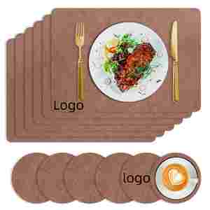 Ensemble de sets de table en cuir souple de luxe imperméables et lavables avec logo personnalisé pour restaurant - Product Image 1