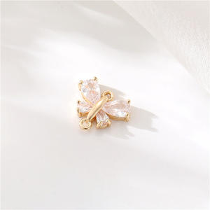 Basit stil eBay en çok satan ürünler moda diy takı 14k altın kaplama zirkon bakır kelebekler yıldız ay kalp konektörü - Product Image 4