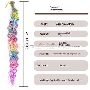Perruque de tresses au crochet à ondulations profondes africaines dégradées, <span class=keywords><strong>cheveux</strong></span> longs <span class=keywords><strong>bouclés</strong></span>, boucles latino-américaines, en fibre chimique, fabrication à la machine, pour le marché international - Product Image 2