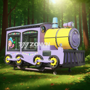 Chariot alimentaire électrique au design de train à vapeur antique, couleur et taille personnalisées, en fibre de verre et acier inoxydable, stand de vente mobile pour parcs à thème - Product Image 4
